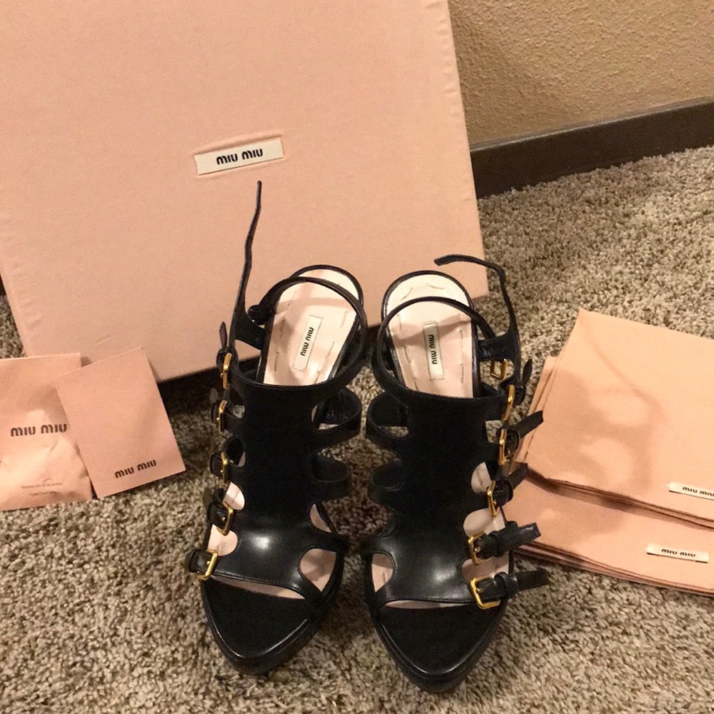 *SOLD*  Miu Miu Black Buckle Heels